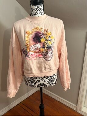 Disney Parks Ann Shen The Aristocats Marie Sweatshirt Crop Light Pink Size L